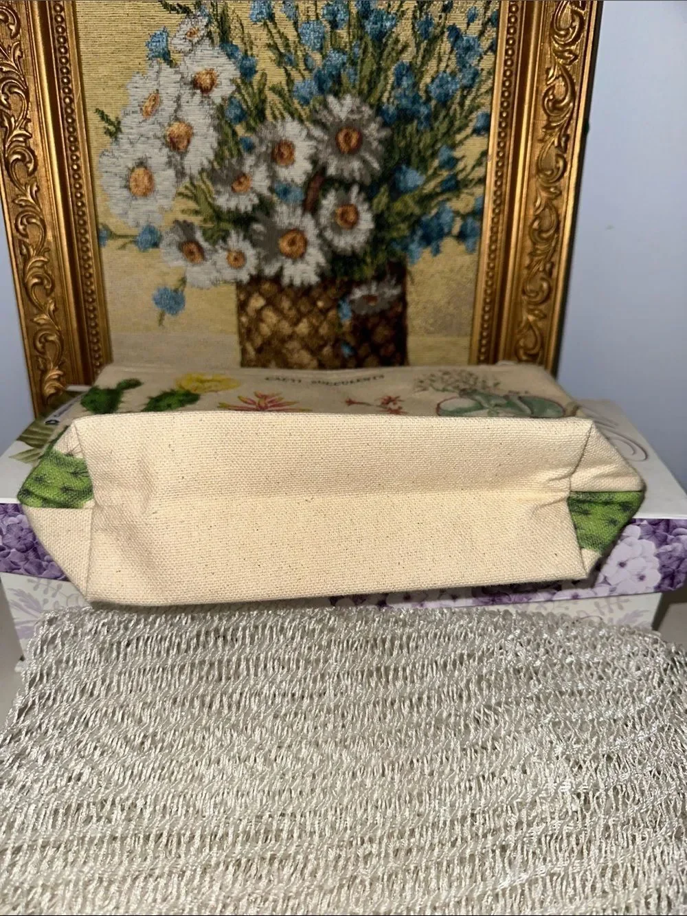 Cavallini & Co Cacti & Succulents natural ivory green vintage pouch 100% cotton